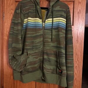 Aviator Nation Camouflage Zip-Up Hoodie with Stripes